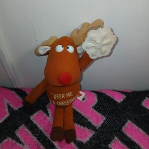 VTG Dakin Reindeer Plush with Snowflake Suction For Decor Deer Me Its Christmas"